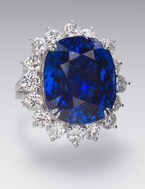 Blue Sapphire and Diamond Ring